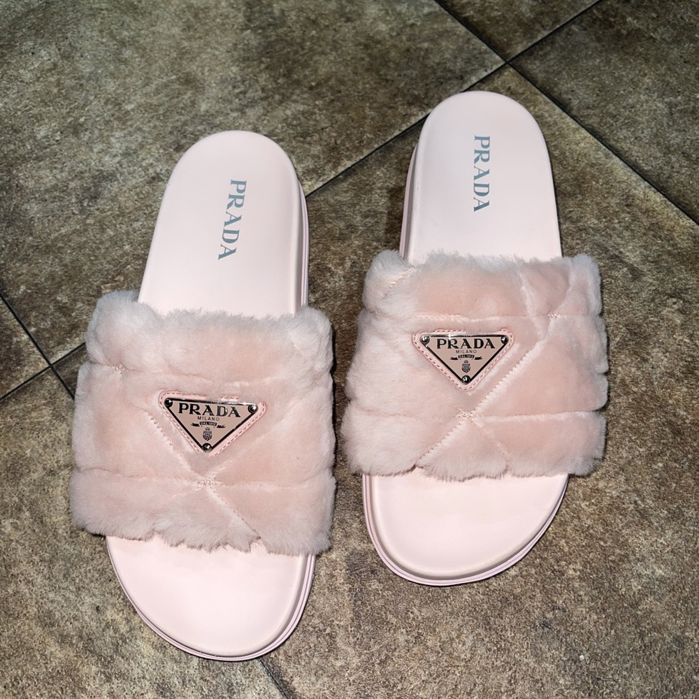 Prada Shearling Slides